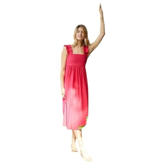 LAKE Dresses & Skirts - Lake Lolly Dress in Heatwave 100% Cotton Loungewear Hot Pink Maxi Size Small
